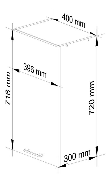 Felső konyhaszekrény Ozara W40 H720 (fehér + fényes grafit)