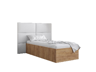 Egyszemélyes ágy kárpitozott fejtámlával 90 cm Brittany 2 (arany craft tölgy + fehér) (ágyráccsal)