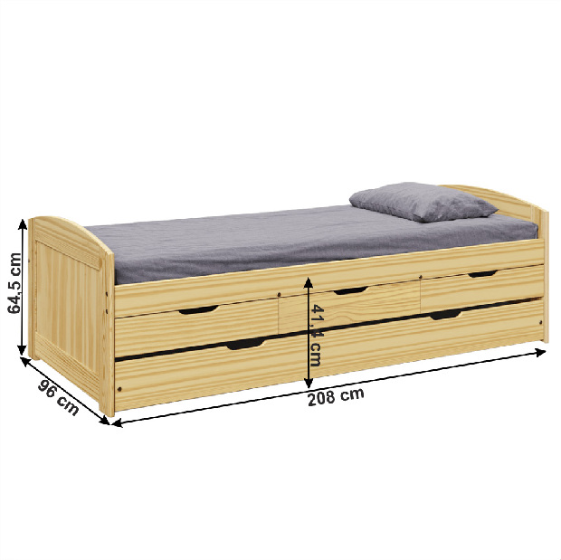 Egyszemélyes ágy 90x200 cm Marcy (barna)