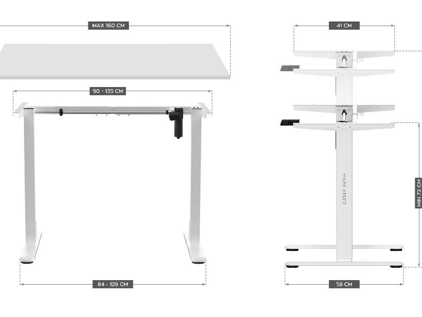 Elektromos asztalkeret Xenon 2.0 (fehér)