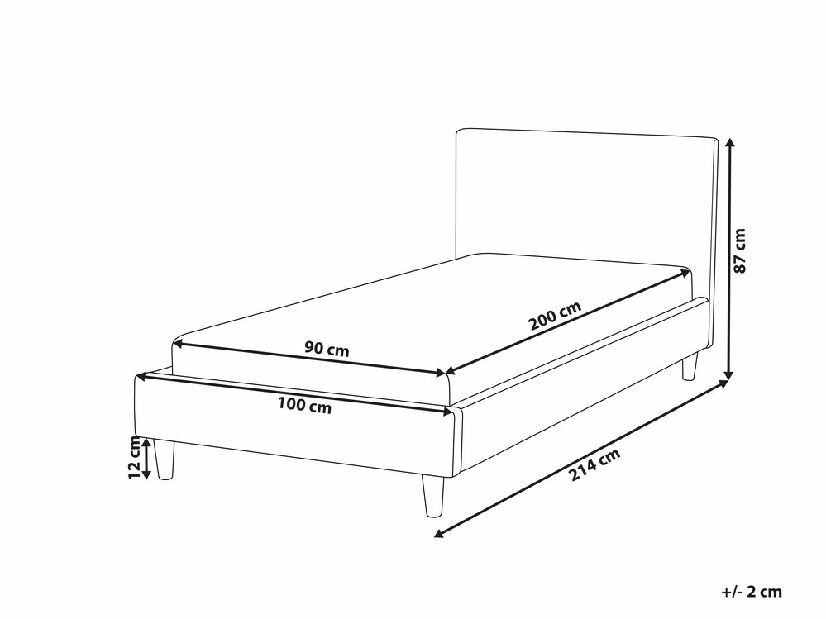 Egyszemélyes ágy 200 x 90 cm Metty (szürke)