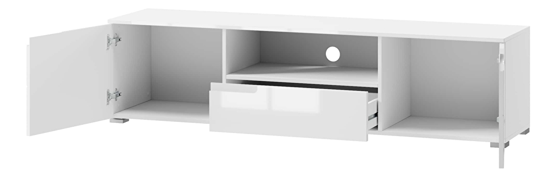 TV asztal/szekrény Sallosa 9 (fehér + fényes fehér)