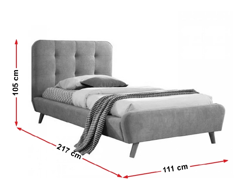Egyszemélyes ágy 90x200 cm Temika (szürke) (ágyráccsal)