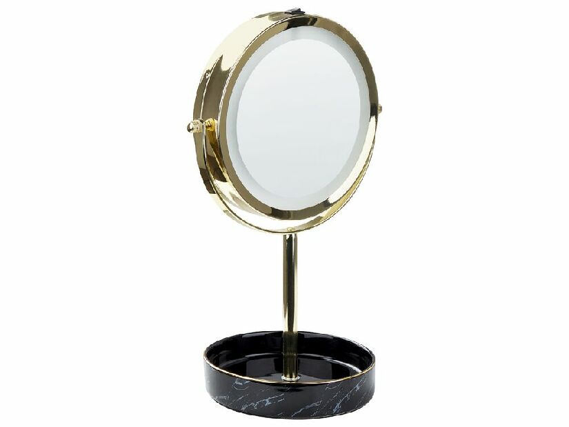 Kozmetikai tükör Shevaun (arany + fekete) (LED világítás)