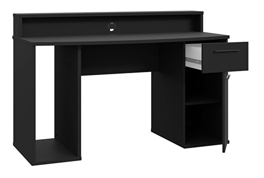 PC asztal Mirjan Ayver (matt fekete) (LED világítással)