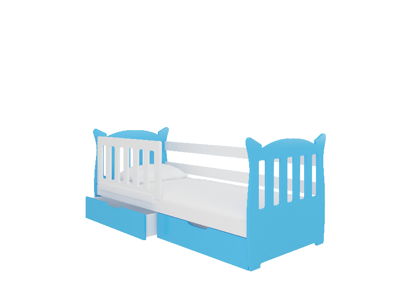 Gyerekágy 160x75 cm Lenka (ágyráccsal és matraccal) (fehér + kék)