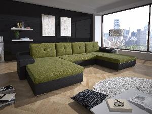 U-alakú sarok kanapé Marlen (zöld + fekete) (B)