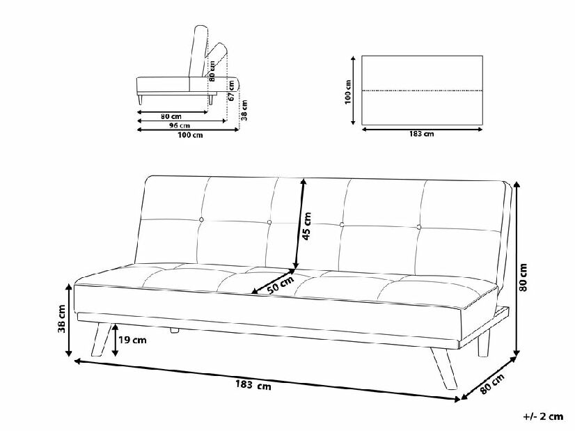 Háromszemélyes kanapé Farum (fekete)