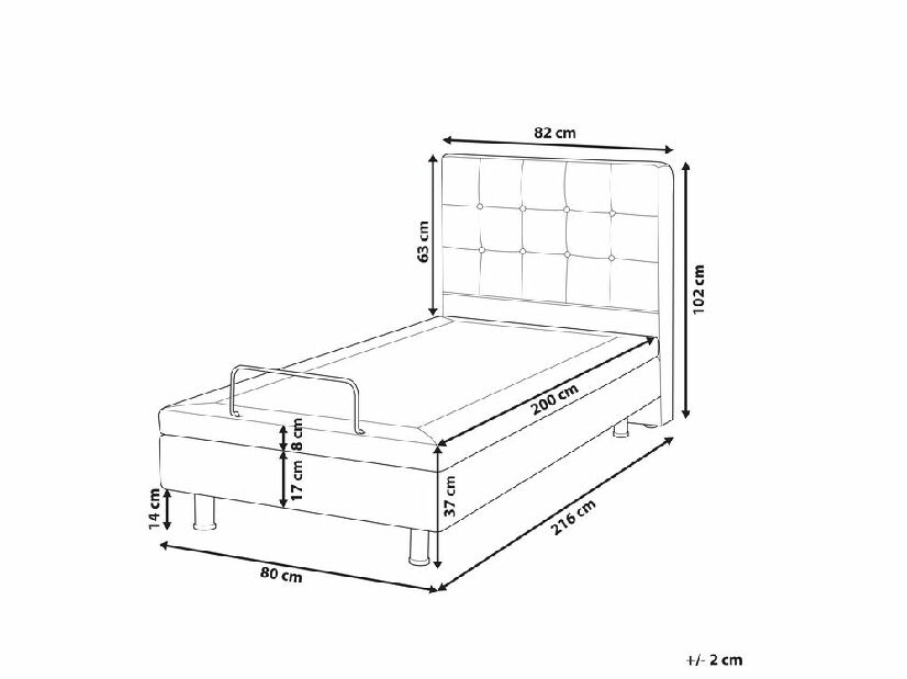 Egyszemélyes ágy 80 cm DUCHE (szövet) (bézs)