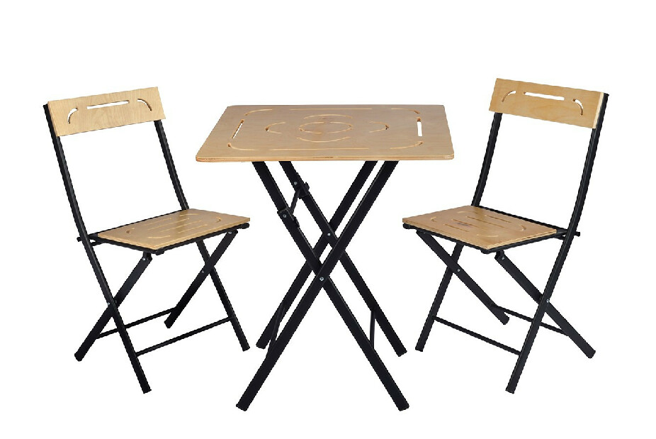Kerti asztal és szék készlet (3 db.) Bonita (barna + fekete)