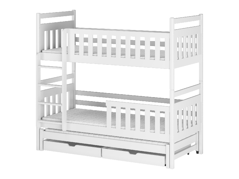 Gyerekágy 90 x 190 cm KRISTY (ágyráccsal és tárolóhellyel) (fehér)