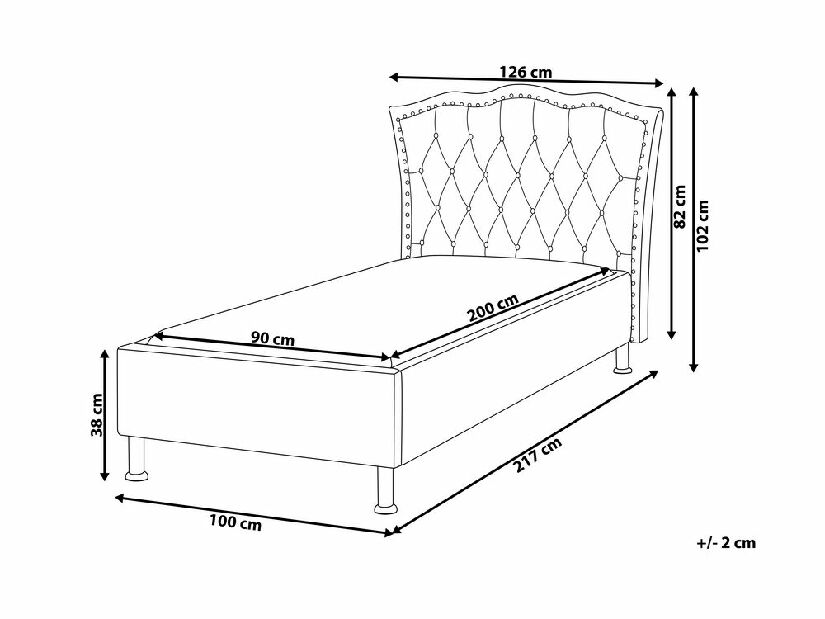 Egyszemélyes ágy 90 cm MATH (ágyráccsal) (fehér)
