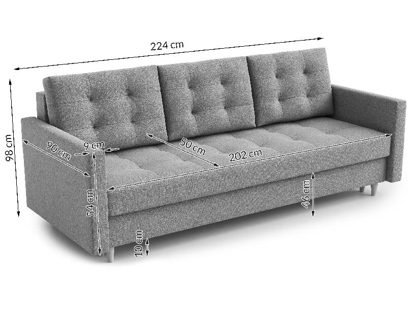 Háromszemélyes kanapé Saveta (szürke)