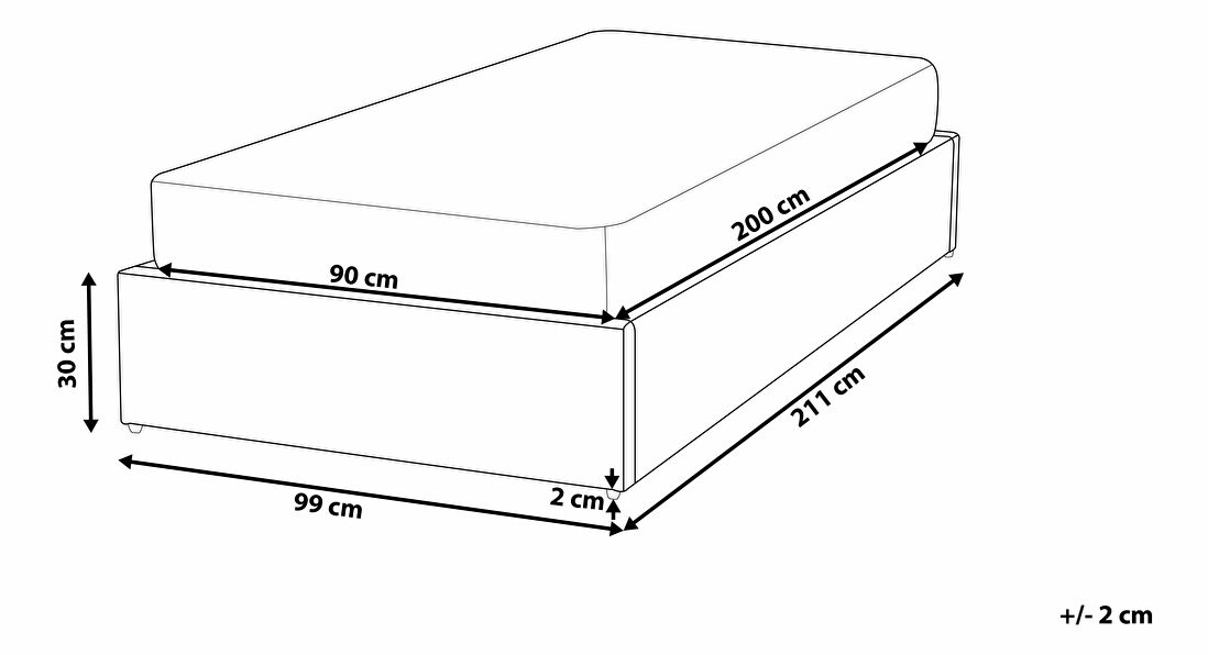 Gyerekágy 90 cm DIJON (ágyráccsal és tárolóhellyel) (bézs)