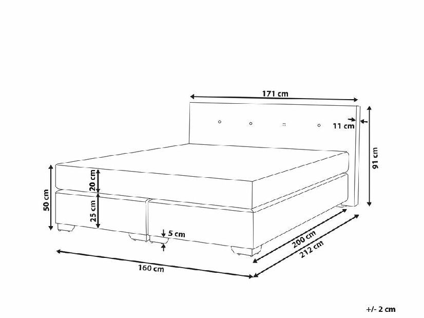 Franciaágy Boxspring 160 cm CONSOLE (ágyráccsal és matraccal) (szürke)