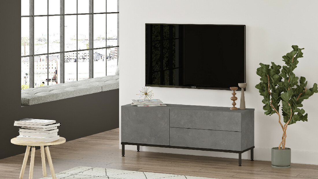 TV asztal/szekrény Ladislava 5 (ezüst + fekete)