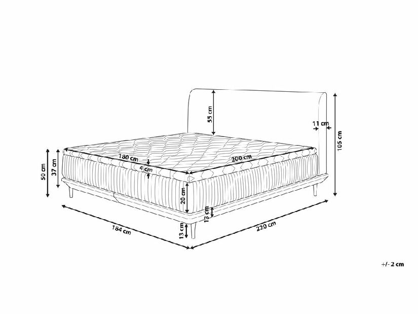 Kontinentális ágy 180 cm MADOM (szövet) (szürke)