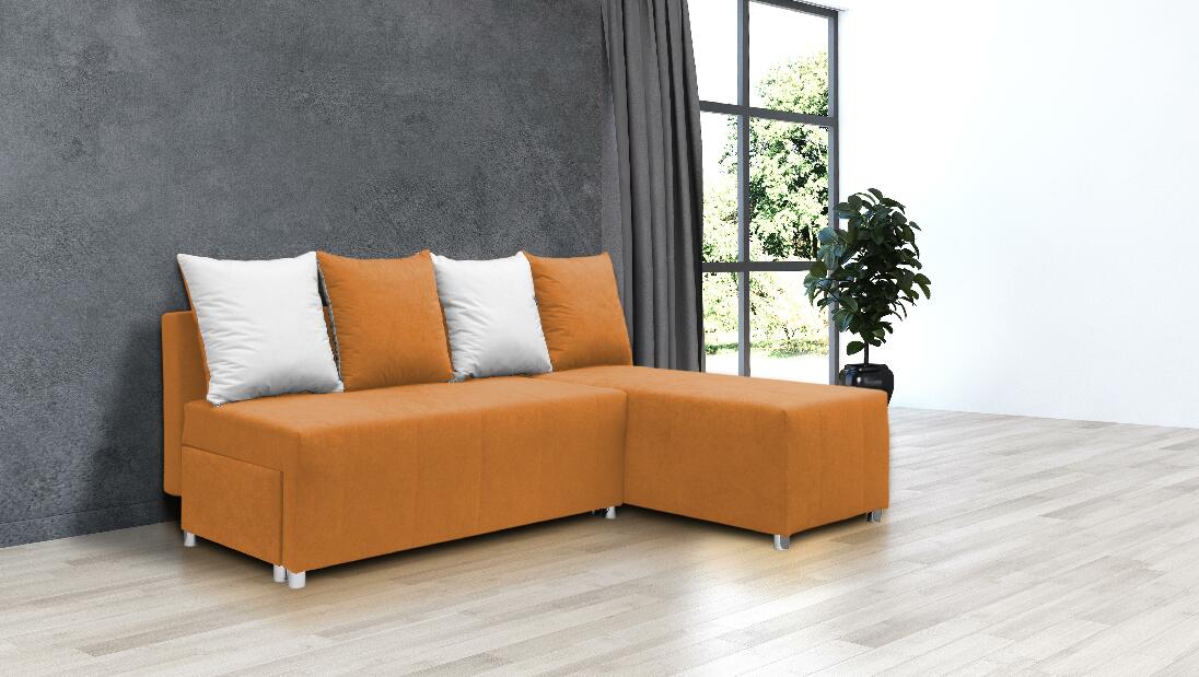 Sarok kanapé Brigid (narancssárga + párnák)