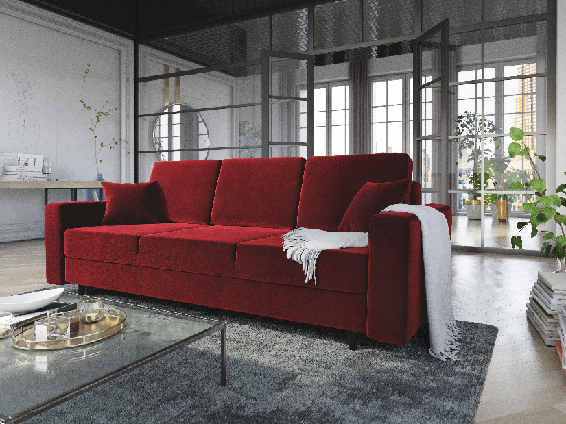 Szétnyitható kanapé Kineton (piros)
