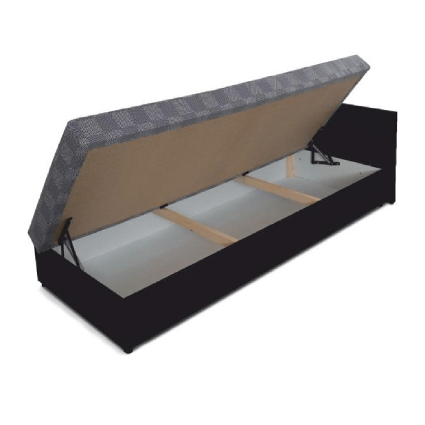 Egyszemélyes ágy (dívány) 80 cm Jeannine (szürke + fekete) (tárhellyel) (J)