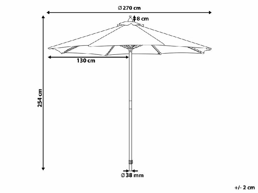 Kerti napernyő 270 cm TRATORIA (fa) (világosbézs)