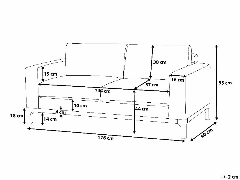 Kétszemélyes kanapé Resa (világosbarna)