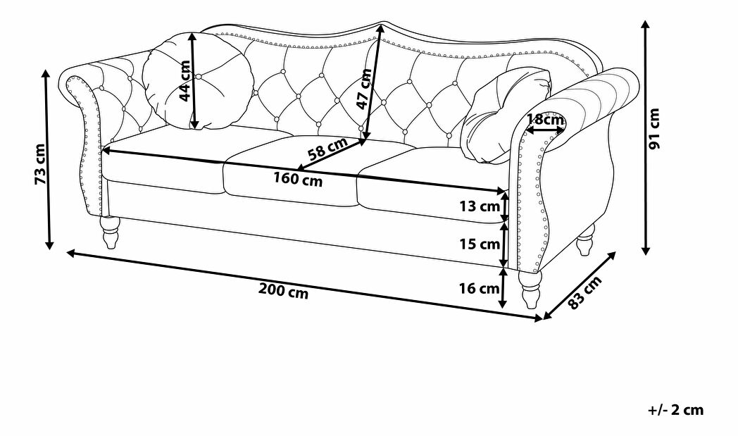 Háromszemélyes kanapé Stege (fekete)