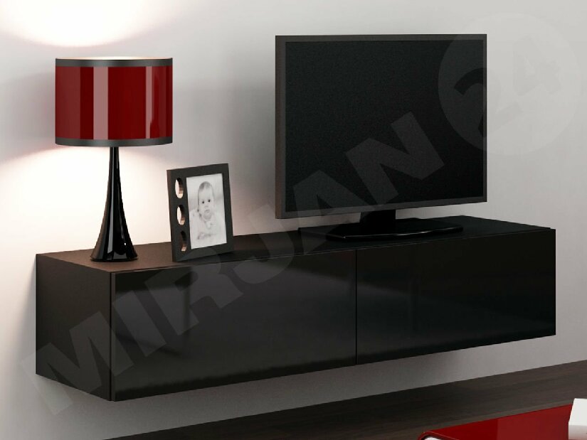 TV asztal/szekrény Zylia 140 (fekete + fényes fekete)