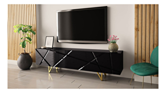 TV asztal/szekrény 180 Nivotis 01 (fekete + fekete fényes + arany) *kiárusítás