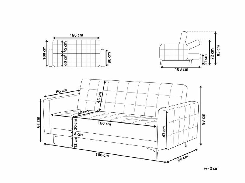 Háromszemélyes kanapé Aberde (fekete)