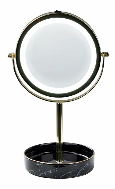 Kozmetikai tükör Shevaun (arany + fekete) (LED világítás)