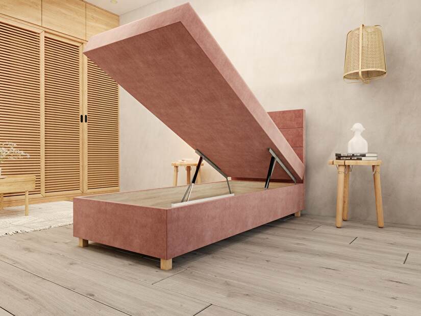 Egyszemélyes ágy 80 cm Picasso I (rózsaszín) (tárolóhellyel és matraccal) 