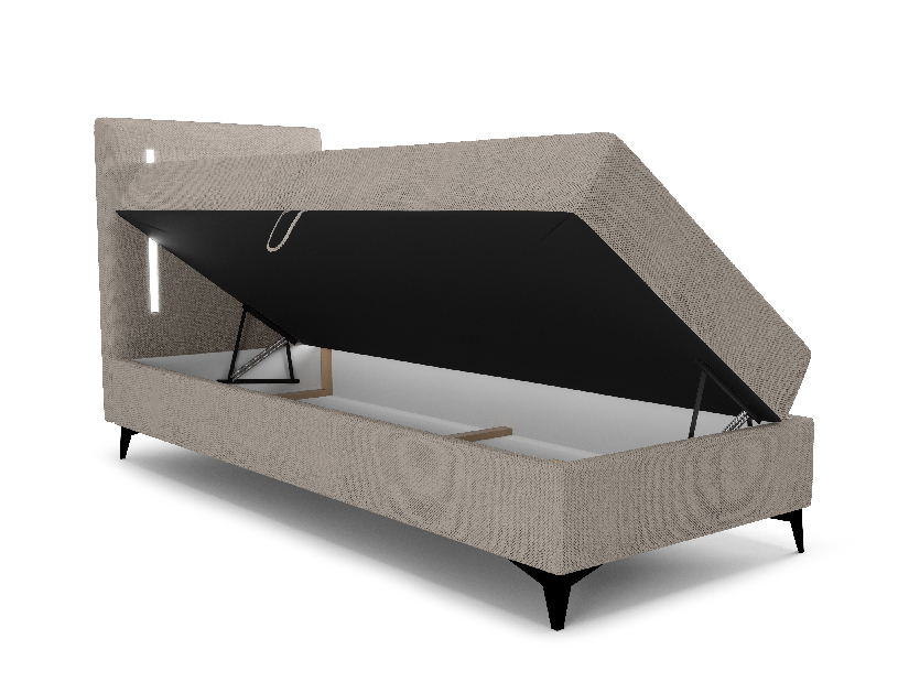 Egyszemélyes ágy 80 cm Ortega Bonell (barnásszürke) (ágyráccsal, tárolóhellyel) (LED világítás)