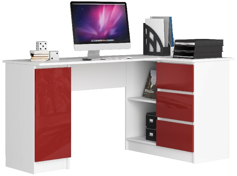 Sarok PC asztal Bevin (fényes piros) (J)