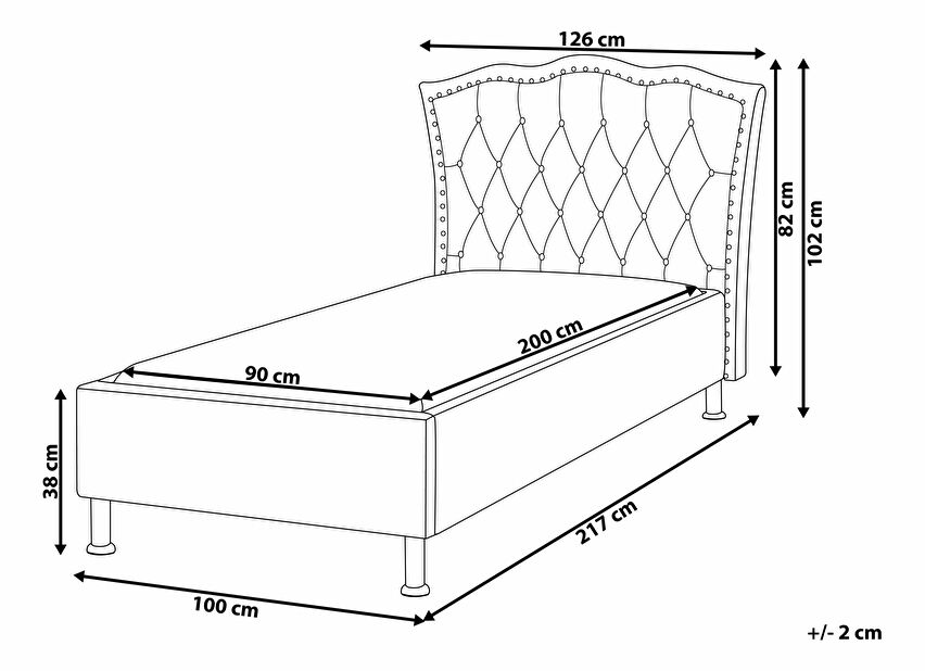 Egyszemélyes ágy 90 cm MATH (ágyráccsal) (fehér)
