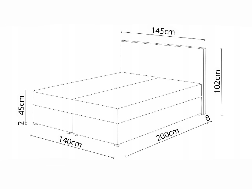 Franciaágy Boxspring 140x200 cm Karum (ágyráccsal és matraccal) (bézs)