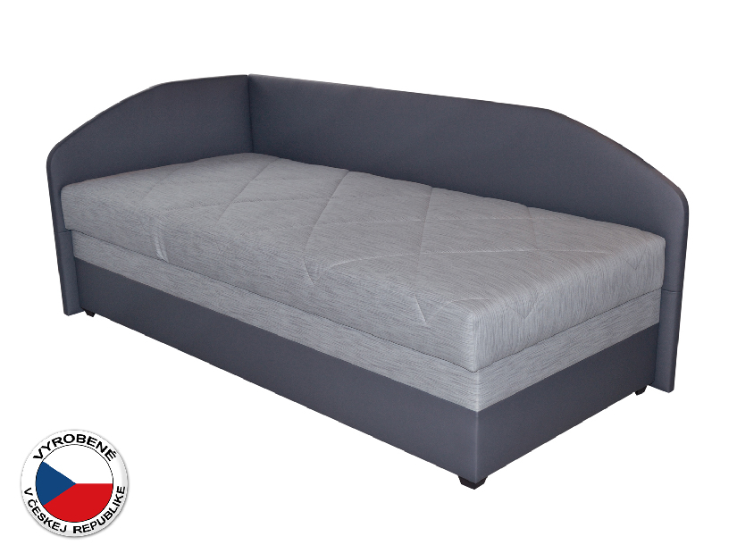 Egyszemélyes ágy (heverő) 90 cm Turi (világos szürke + sötétszürke) (ágyráccsal és matraccal) (L)