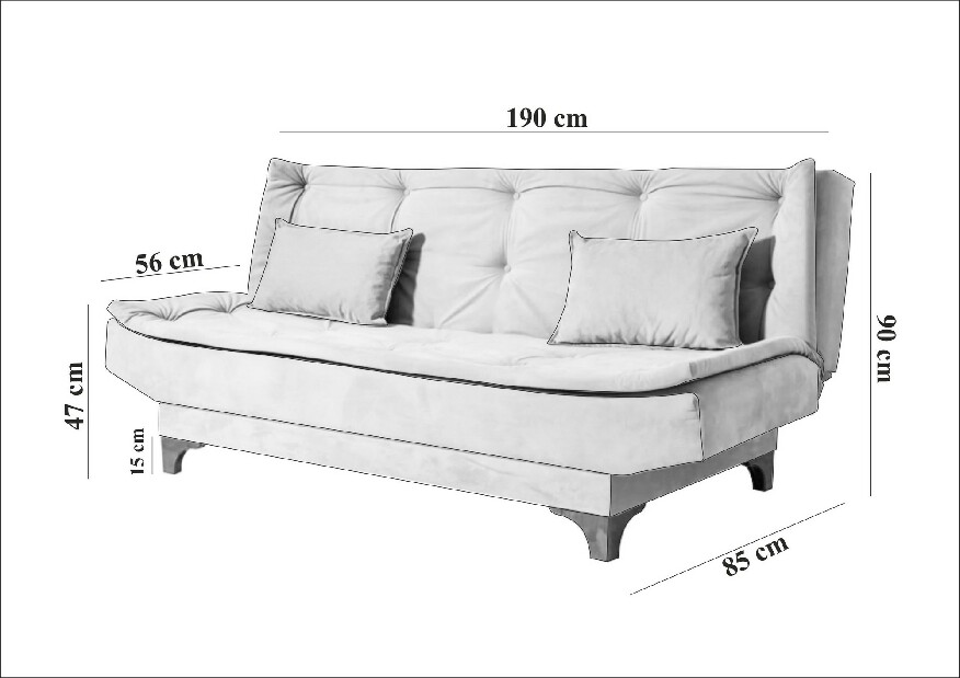 Háromszemélyes kanapé Klaudi (szürke)