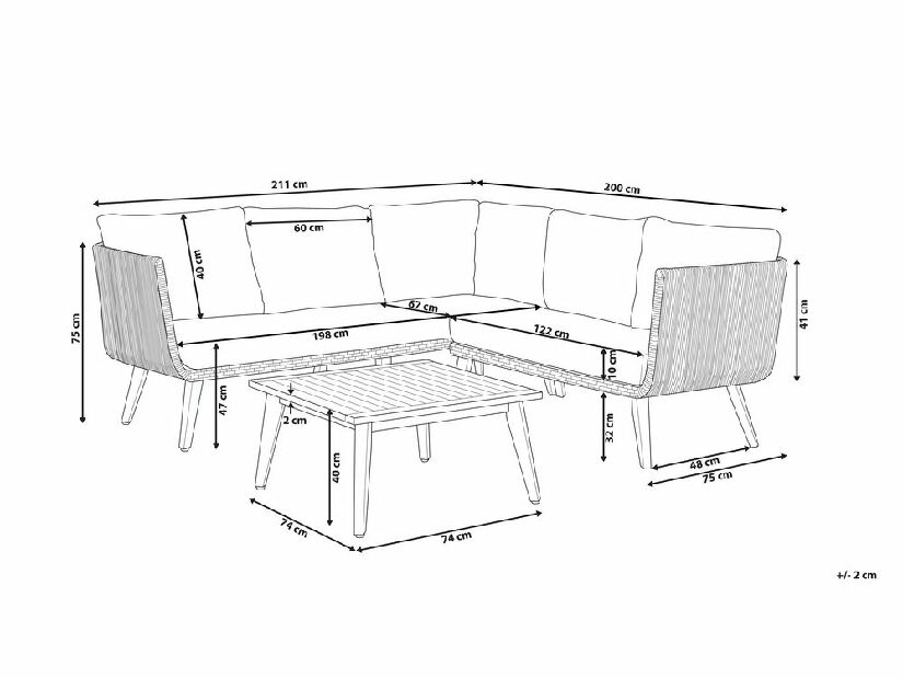 Kerti bútor garnitúra ALCO (fa) (szürke) (5 személy számára)