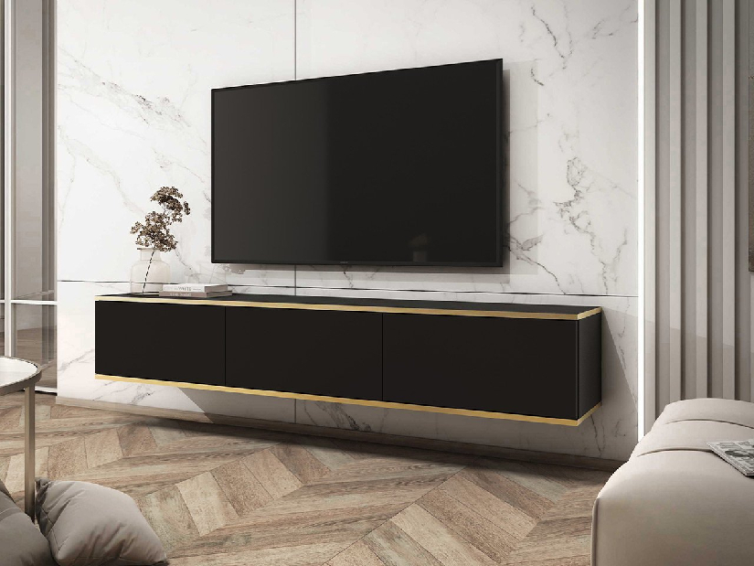 TV szekrény/asztal I Othelo (fekete + fekete + arany)