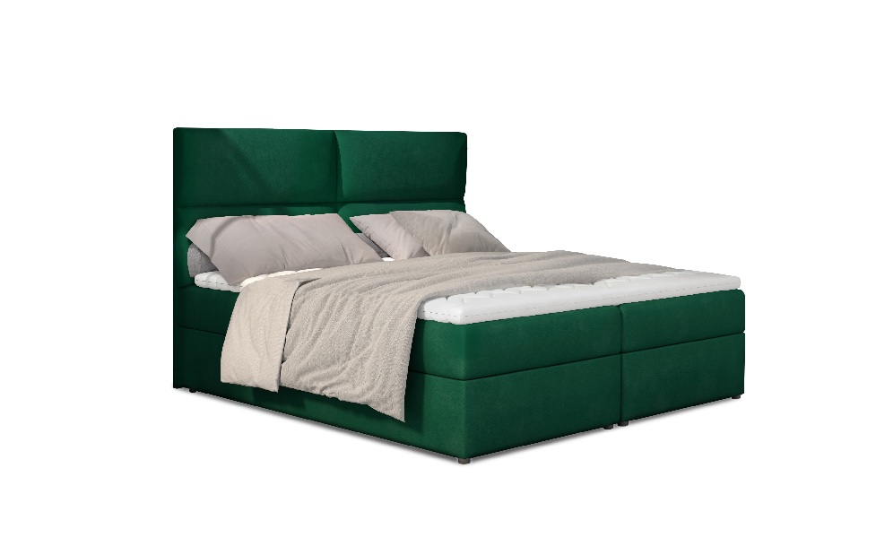 Franciaágy Boxspring 165 cm Alyce (zöld) (matracokkal)