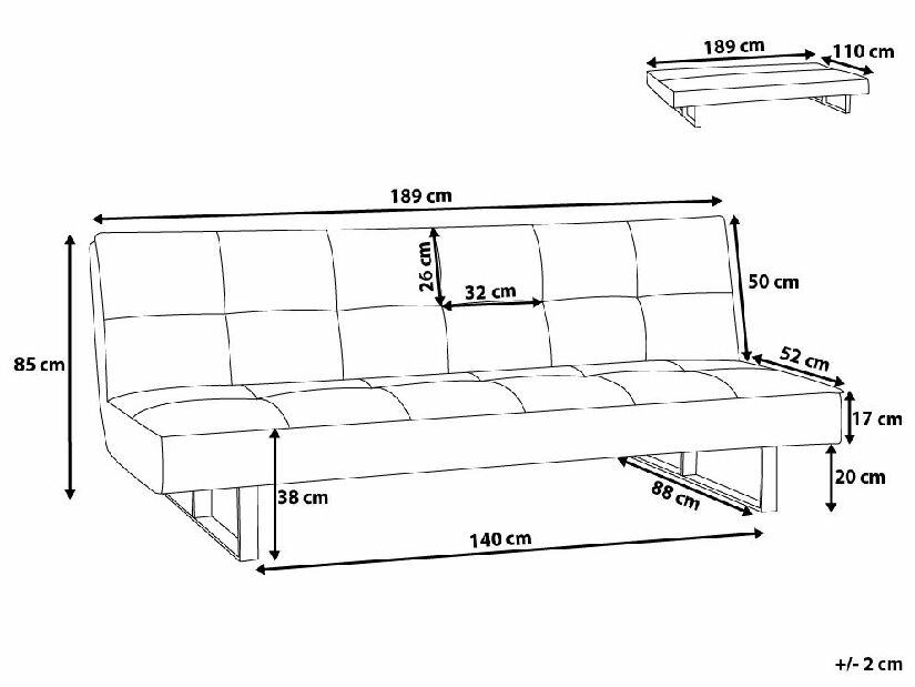 Háromszemélyes kanapé Denton (világoskék)