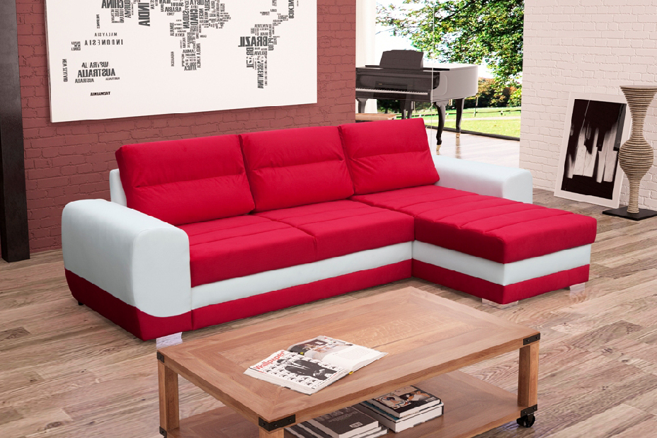 Sarok kanapé Kalan (piros + fehér) (J)