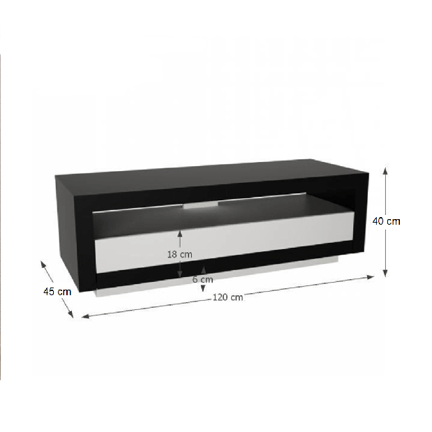 TV asztal/szekrény Ambleside (fekete + fehér)