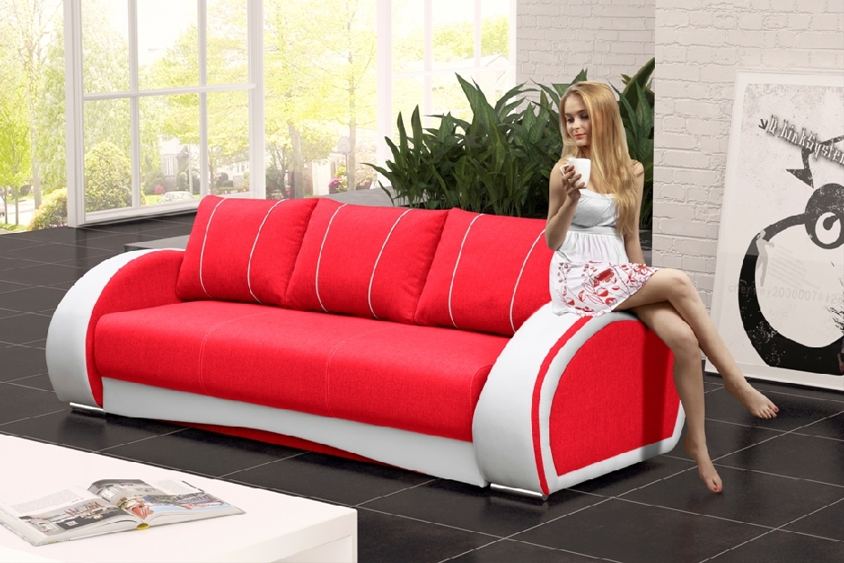 Háromszemélyes kanapé Cario (piros + fehér)