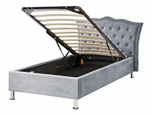 Egyszemélyes ágy 200 x 90 cm Metty (szürke) (ágyráccsal) (tárolóhellyel)