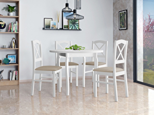 Kerek asztal 4 székkel AL55 Mirjan Axel (fehér + bézs)