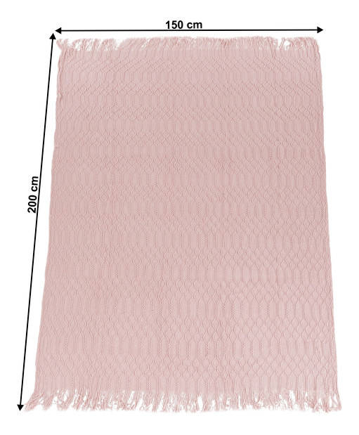 Kötött pléd rojtokkal 120x150 cm Solia Typ 2 (világos rózsaszín)