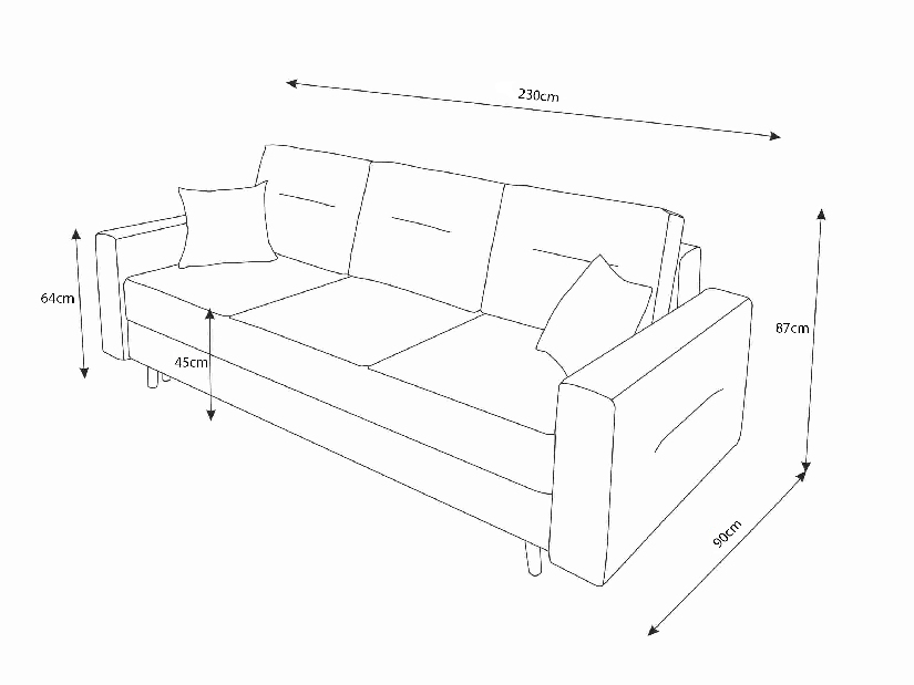 Szétnyitható kanapé Bergenia (sötétszürke + párnák Figurák)