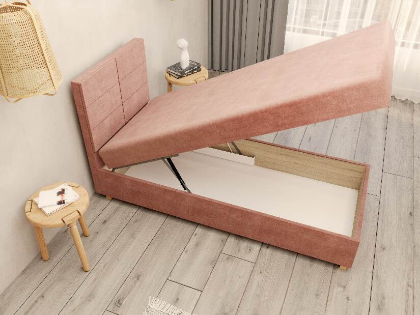 Egyszemélyes ágy 80 cm Picasso I (rózsaszín) (tárolóhellyel és matraccal) 